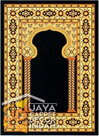 Cairo Imam Motif 3 Black - Sajadah Imam / Masjid / Mushola / Karpet Lantai Permadani / Bulu / Tebal 80 Cm X 120 Cm Polypropylene Pilar Bunga Cream