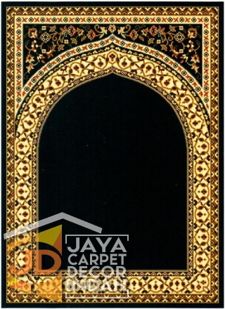 Cairo Imam Motif 1 Black - Sajadah Imam / Masjid / Mushola / Karpet Lantai Permadani / Bulu / Tebal 80 Cm X 120 Cm Polypropylene Pilar 