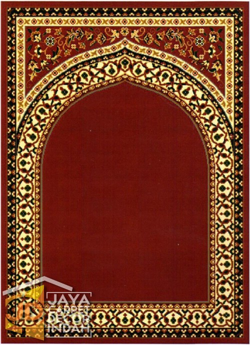 Cairo Imam Motif 1 Red - Sajadah Imam / Masjid / Mushola / Karpet Lantai Permadani / Bulu / Tebal 80 Cm X 120 Cm Polypropylene Pilar 