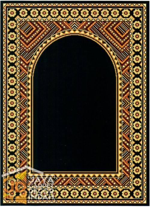 Cairo Imam Motif 2 Black - Sajadah Imam / Masjid / Mushola / Karpet Lantai Permadani / Bulu / Tebal 80 Cm X 120 Cm Polypropylene 