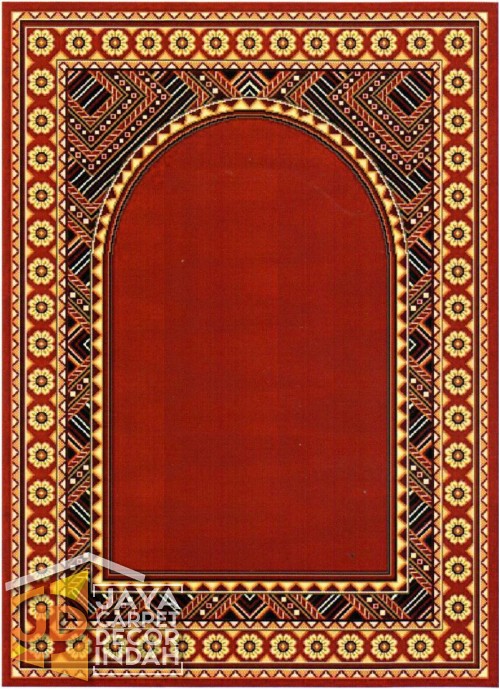 Cairo Imam Motif 2 Red - Sajadah Imam / Masjid / Mushola / Karpet Lantai Permadani / Bulu / Tebal 80 Cm X 120 Cm Polypropylene 