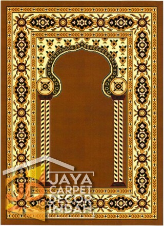 Cairo Imam Motif 3 Gold - Sajadah Imam / Masjid / Mushola / Karpet Lantai Permadani / Bulu / Tebal 80 Cm X 120 Cm Polypropylene Pilar Bunga Cream