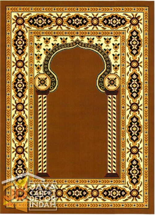 Cairo Imam Motif 3 Gold - Sajadah Imam / Masjid / Mushola / Karpet Lantai Permadani / Bulu / Tebal 80 Cm X 120 Cm Polypropylene Pilar Bunga Cream