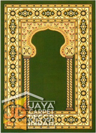 Cairo Imam Motif 3 Green - Sajadah Imam / Masjid / Mushola / Karpet Lantai Permadani / Bulu / Tebal 80 Cm X 120 Cm Polypropylene Pilar Bunga Cream